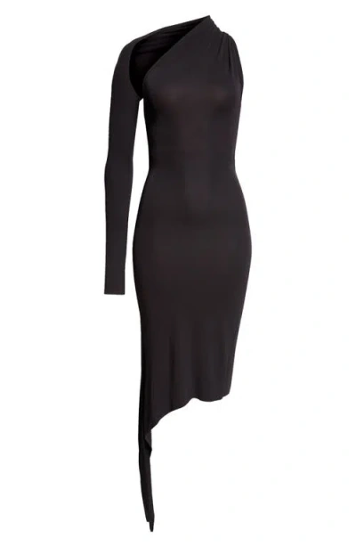 Courrèges Slash One-shoulder Crepe Dress In Black