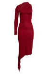 Courrèges One Shoulder Crepe Jersey Long Dress In Grenata