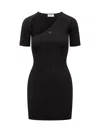 Courrèges Slash Mini Dress In Black Fabric Ribbed Knit In Black