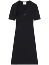 Courrèges Slash Mini Dress In Black Fabric Ribbed Knit In Black