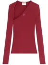 Courrèges Slash Ribbed Knit Top In Red