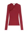 Courrèges Slash Ribbed Knit Top In Red