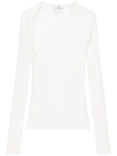 Courrèges Slash Ribbed-knit Top In White