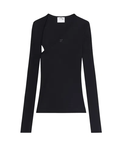 Courrèges Slash T-shirt In Black