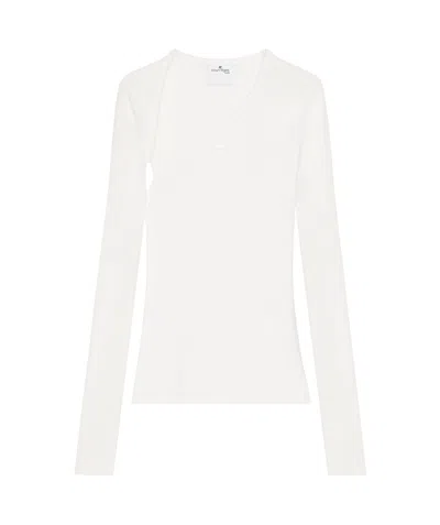 COURRÈGES COURRÈGES SLASH LOGO-EMBROIDERED ASYMMETRIC NECK T-SHIRT