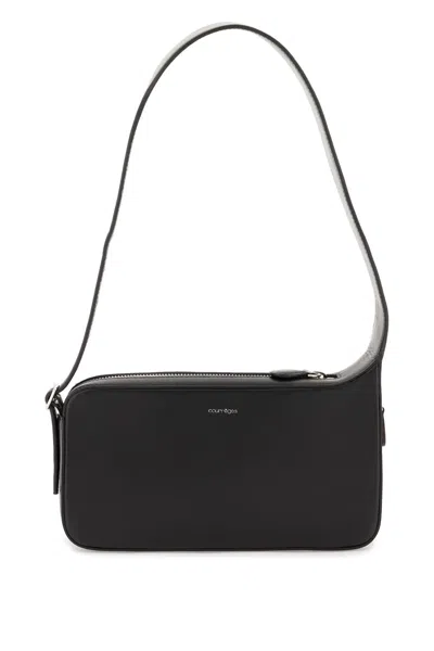 Courrèges Sleek And Sophisticated Black Leather Crossbody Handbag In Brown