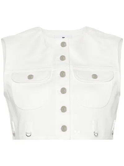 Courrèges Sleek And Stylish: White Cropped Denim Vest For Women