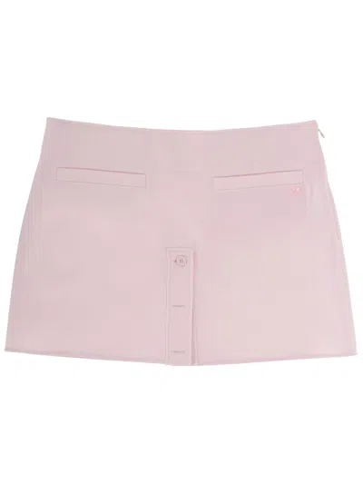 Courrèges Sleek Buttoned Flap Detail Mini Skirt In Pink