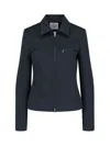 Courrèges Sleek Tailored Polyester-blend Jacket With Cupro Lining In Blue
