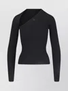 Courrèges Slash Asymmetric Ribbed-knit Sweater In Black