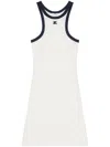 Courrèges Sleeveless Black And White Short Dress In White