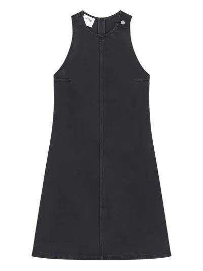 Courrèges Sleeveless Round Neckline Nylon Silk Dress In Black