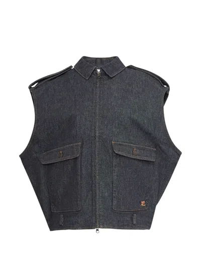 Courrèges Sleeveless Denim Jacket In Black