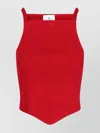 Courrèges Sleeveless High Neck Ribbed Top In Red