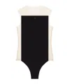 Courrèges Stretch Sheer Bodysuit High Neckline In Black