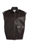 Courrèges Sleeveless Leather Jacket In Brown