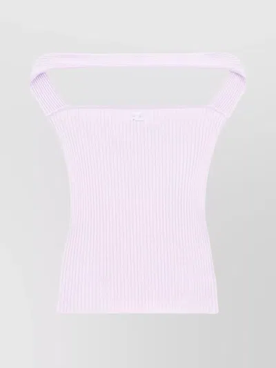 COURRÈGES SLEEVELESS RIBBED KNIT OFF-THE-SHOULDER TOP
