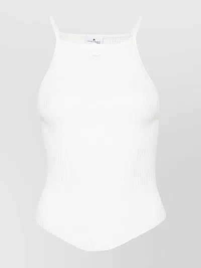 Courrèges Sleeveless Ribbed Knit Top In White