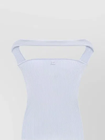 Courrèges Sleeveless Ribbed Knit Top In White