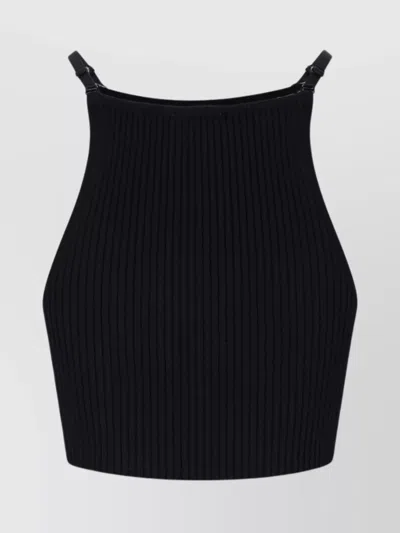 Courrèges Sleeveless Ribbed Texture Adjustable Straps In Black