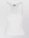 Courrèges Sleeveless Ribbed Top Button Detail In White