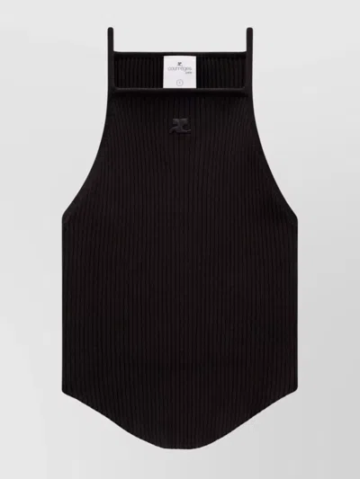COURRÈGES SLEEVELESS SQUARE NECK TOP WITH CURVED HEM
