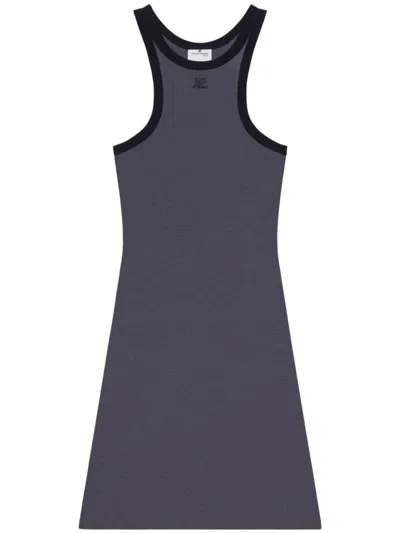 Courrèges Courreges Steel Blue Sleeveless Racerback Dress In Grey