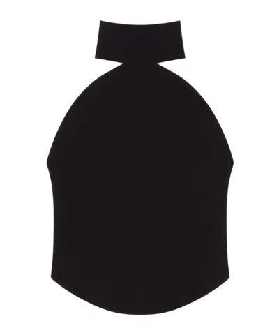 Courrèges Ellipse Cropped Crepe Halterneck Top In Black