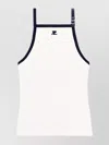 COURRÈGES SLEEVELESS TOP WITH ADJUSTABLE STRAPS AND CONTRAST TRIM