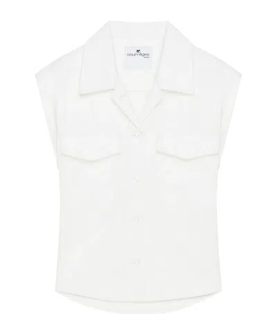 Courrèges Sleeveless Utility Shirt In White