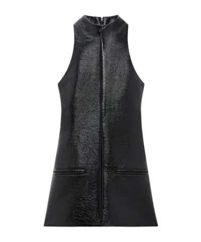 COURRÈGES COURRÈGES MOCK-NECK SLEEVELESS VINYL A-LINE DRESS
