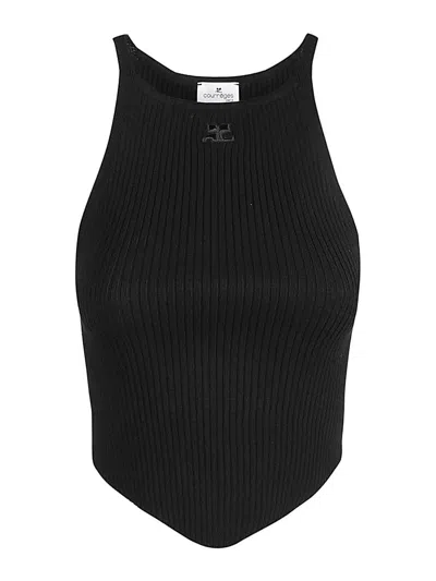 Courrèges Sleeveless Viscose Top In Black