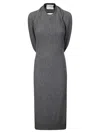 Courrèges Draped Shoulder Sleeveless Knit Midi Dress In Grey