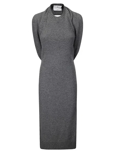 Courrèges Over The Shoulder Draped Midi Dress In Gray