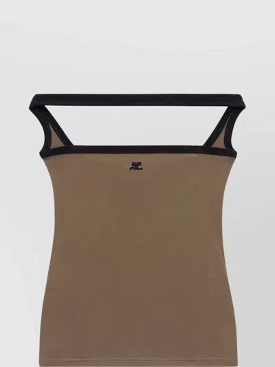 Courrèges Hyperbole Contrast Sleeveless Top In Camouflage Green/black