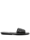 Courrèges Logo Nappa Leather Flat Sandals In Black
