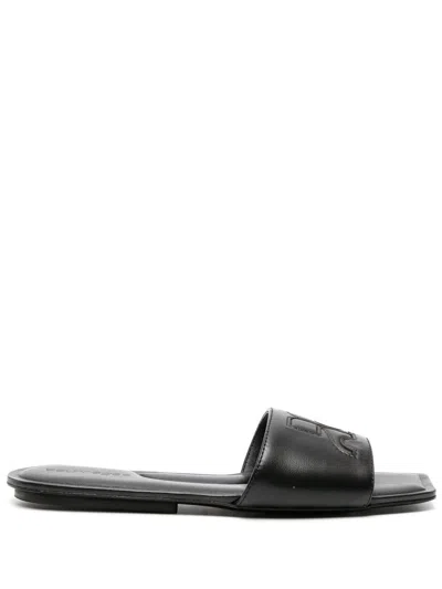 Courrèges Slide Sandals With Application In Black