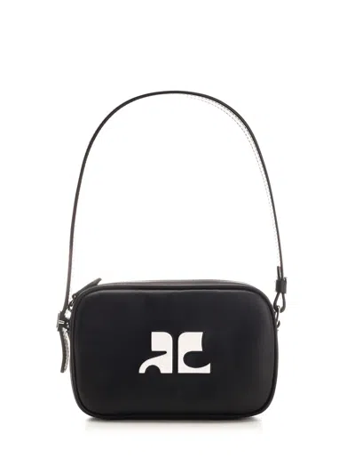 Courrèges Slim Black Leather Camera Bag
