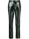 Courrèges Slim-cut Vinyl-effect Trousers In Green