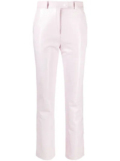 Courrèges Slim-cut Vinyl-effect Trousers In Pink