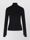 Courrèges Slim Fit Mock Neck Long Sleeve Sweater In Black