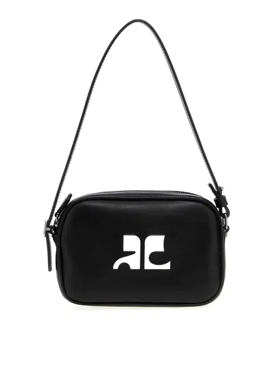 Courrèges Slim Leather Camera Bag Shoulder Bag In Black