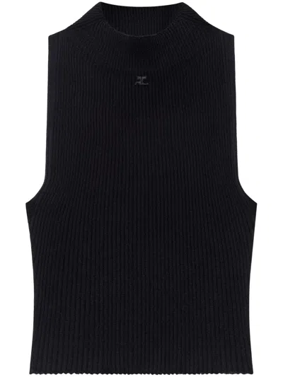 Courrèges Courregès Sm Black High Neck Top