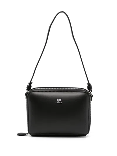 Courrèges Small Cloud Leather Shoulder Bag In Black