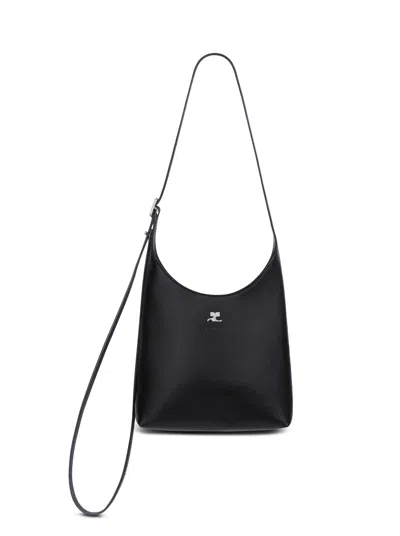 Courrèges Small Melted Leather Tote Bag In Black