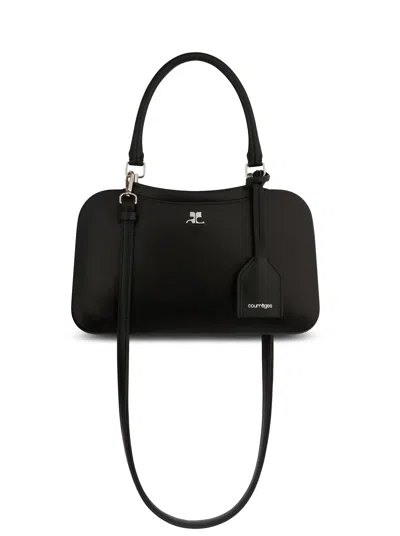 Courrèges Small Shadow Bag With A Leather-effect Finish In Black
