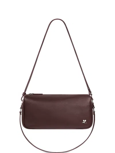 Courrèges Small Three Sixty Leather Shoulder Bag In Brown