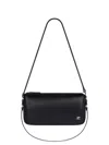 Courrèges Rectangular Black Calf Leather Shoulder Bag With Zip Closure In Black