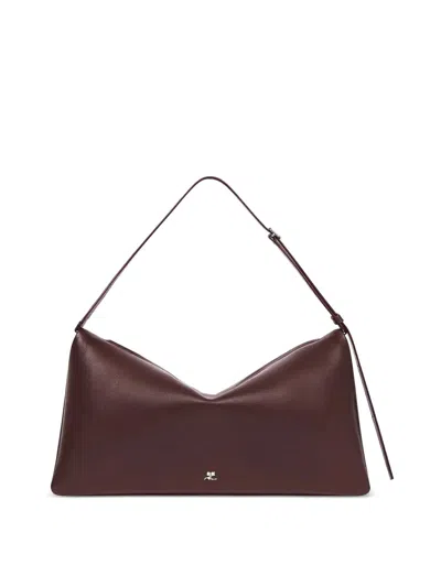 Courrèges Smooth Calf Cuff Shoulder Bag In Red