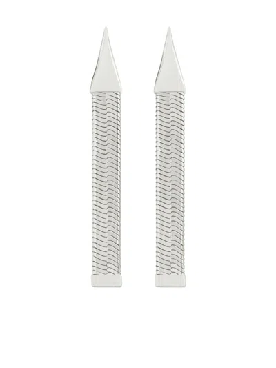 Courrèges Snake-chain Brass Drop Earrings In 银色